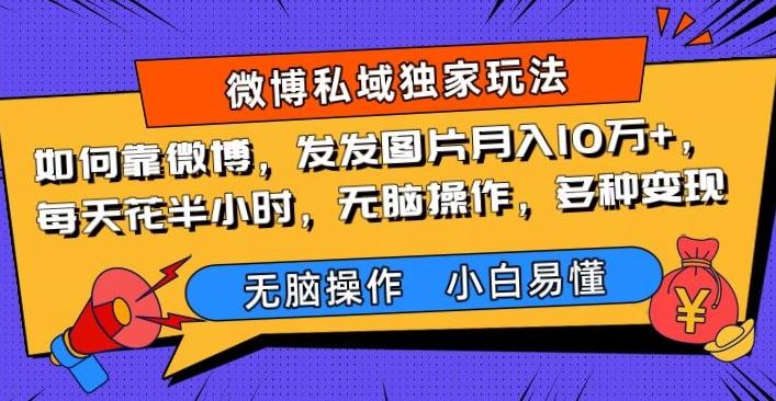 如何靠微博，发发图片月入10万+，‌每天花半小时，无脑操作，多种变现-七七项目网