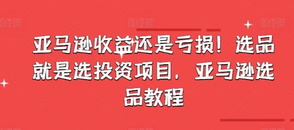 亚马逊收益还是亏损！选品就是选投资项目，亚马逊选品教程-七七项目网