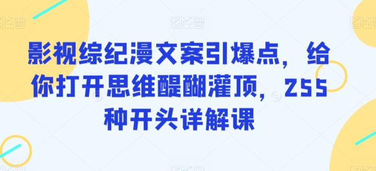 影视综纪漫文案引爆点，给你打开思维醍醐灌顶，255种开头详解课-七七项目网