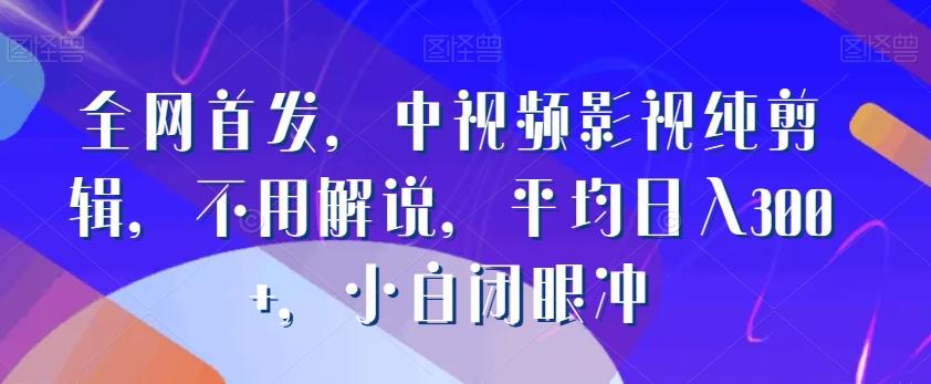全网首发，中视频影视纯剪辑，不用解说，平均日入300+，小白闭眼冲-七七项目网