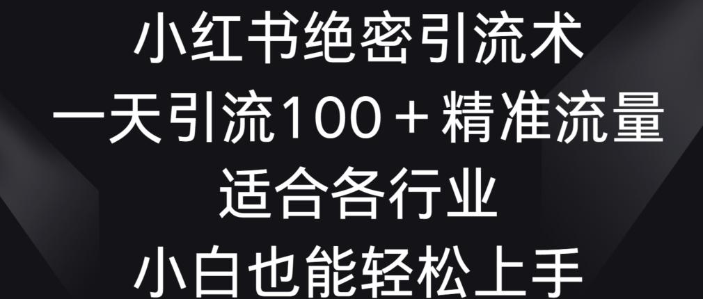 小红书绝密引流术，一天引流100+精准流量，适合各个行业，小白也能轻松上手【揭秘】-七七项目网