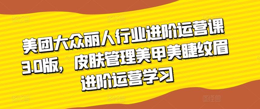 美团大众丽人行业进阶运营课3.0版，皮肤管理美甲美睫纹眉进阶运营学习-七七项目网