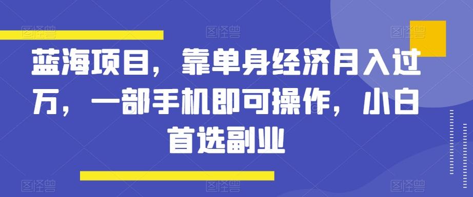 蓝海项目，靠单身经济月入过万，一部手机即可操作，小白首选副业【揭秘】-七七项目网