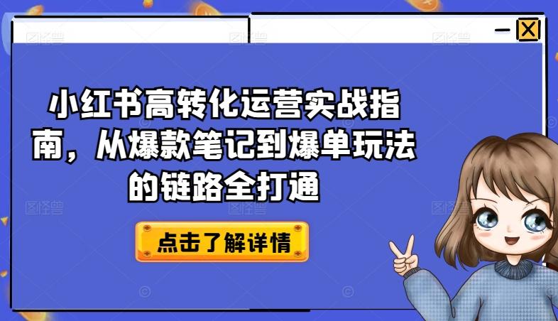 小红书高转化运营实战指南，从爆款笔记到爆单玩法的链路全打通-七七项目网