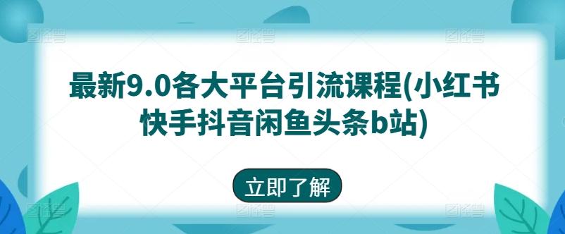 最新9.0各大平台引流课程(小红书快手抖音闲鱼头条b站)-七七项目网