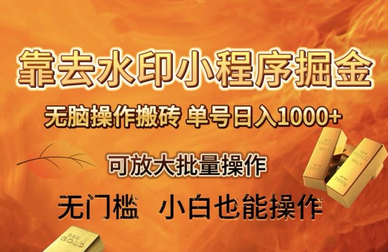 靠去水印小程序无脑操作搬砖，单号日入1000+保姆级教程可放大批量操作【揭秘】-七七项目网