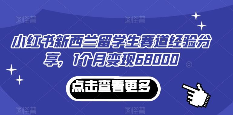 小红书新西兰留学生赛道经验分享，1个月变现68000【揭秘】-七七项目网