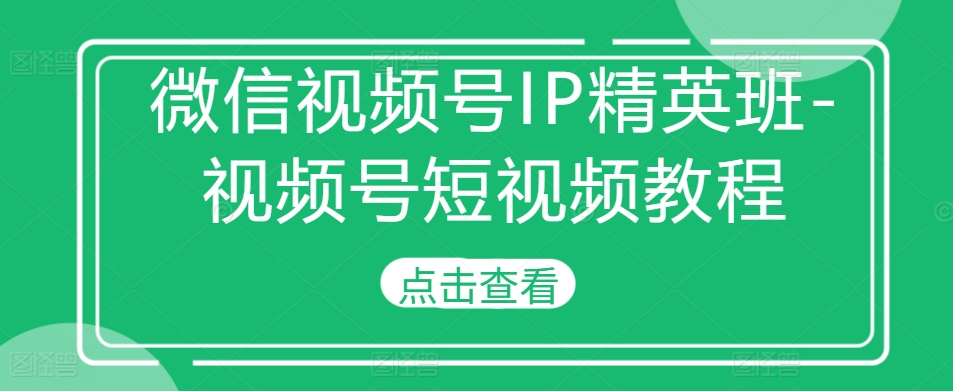 微信视频号IP精英班-视频号短视频教程-七七项目网