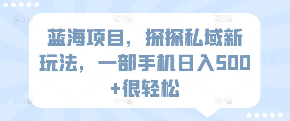 蓝海项目，探探私域新玩法，一部手机日入500+很轻松【揭秘】-七七项目网
