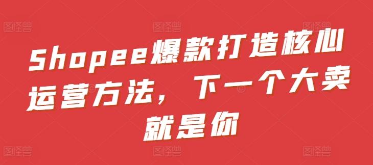 Shopee爆款打造核心运营方法，下一个大卖就是你-七七项目网