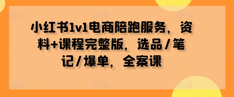 小红书1v1电商陪跑服务，资料+课程完整版，选品/笔记/爆单，全案课-七七项目网