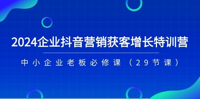 2024企业抖音-营销获客增长特训营，中小企业老板必修课(29节课-七七项目网