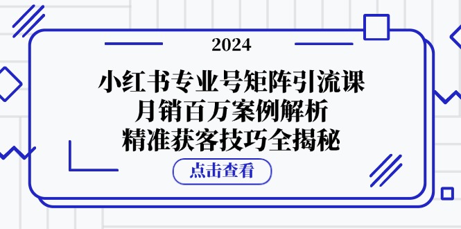 小红书专业号矩阵引流课，月销百万案例解析，精准获客技巧全揭秘-七七项目网