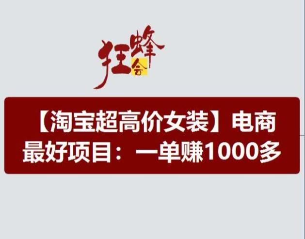 淘宝超高价女装项目，电商最好赛道，一单赚1000多-七七项目网