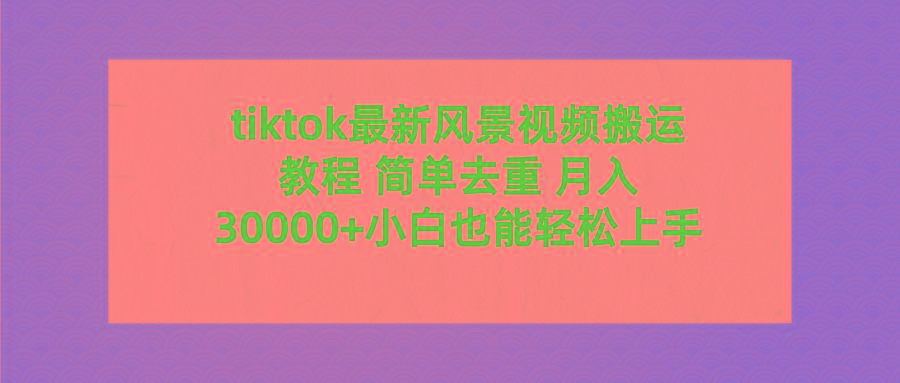 (9804期)tiktok最新风景视频搬运教程 简单去重 月入30000+附全套工具-七七项目网