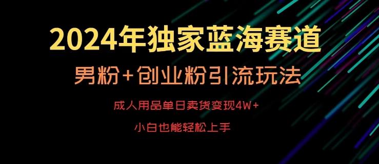 2024年独家蓝海赛道，成人用品单日卖货变现4W+，男粉+创业粉引流玩法，不愁搞不到流量【揭秘】-七七项目网