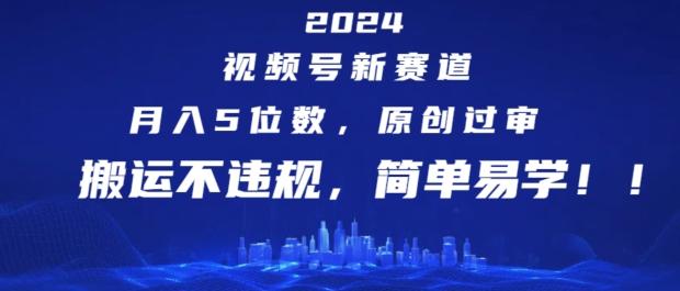 2024视频号新赛道，月入5位数+，原创过审，搬运不违规，简单易学【揭秘】-七七项目网