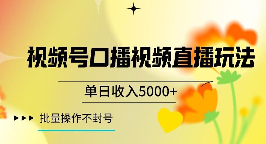 视频号囗播视频直播玩法，单日收入5000+，批量操作不封号【揭秘】-七七项目网