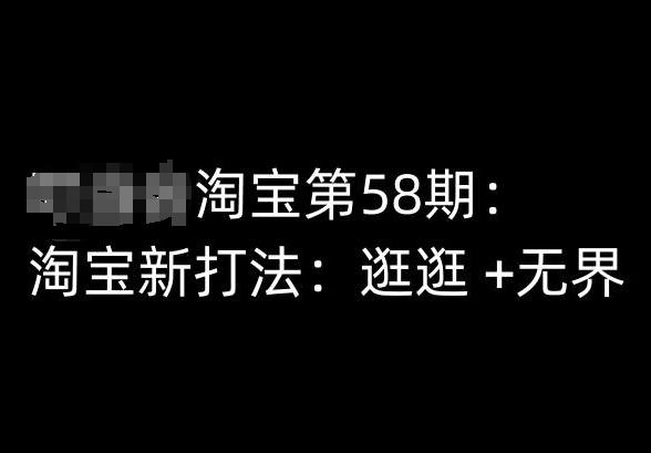 淘宝第58期培训课程，淘宝新打法：逛逛 +无界-七七项目网