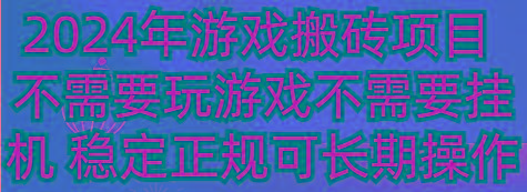 2024年游戏搬砖项目 不需要玩游戏不需要挂机 稳定正规可长期操作-七七项目网