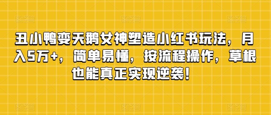 丑小鸭变天鹅女神塑造小红书玩法，月入5万+，简单易懂，按流程操作，草根也能真正实现逆袭！-七七项目网