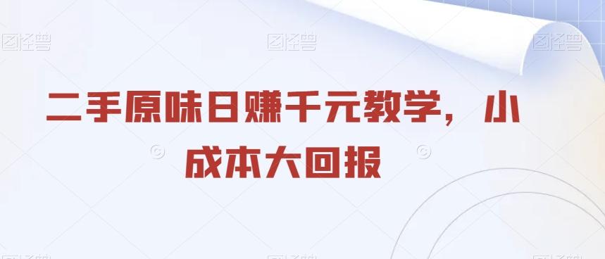 二手原味日赚千元教学，小成本大回报-七七项目网