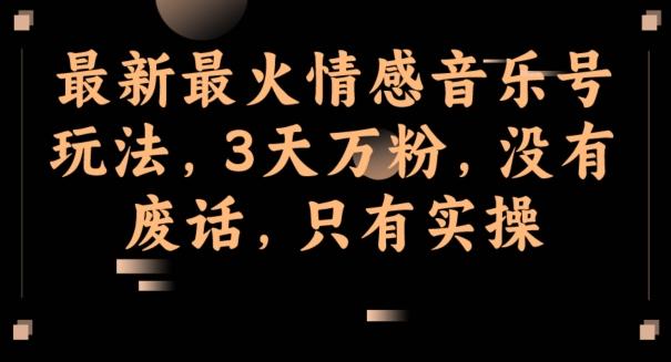 最新最火情感音乐号玩法，3天万粉，没有废话，只有实操-七七项目网
