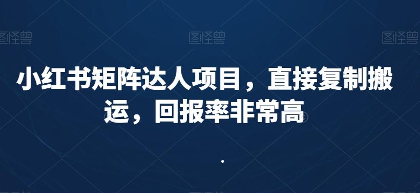 小红书矩阵达人项目，直接复制搬运，回报率非常高-七七项目网