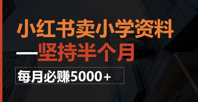 小红书卖小学资料，一坚持半个月，每月必赚5000+-七七项目网