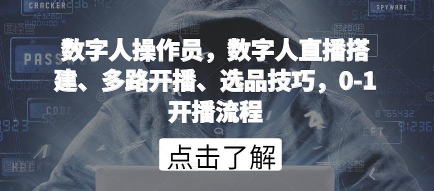 数字人操作员，数字人直播搭建、多路开播、选品技巧，0-1开播流程-七七项目网