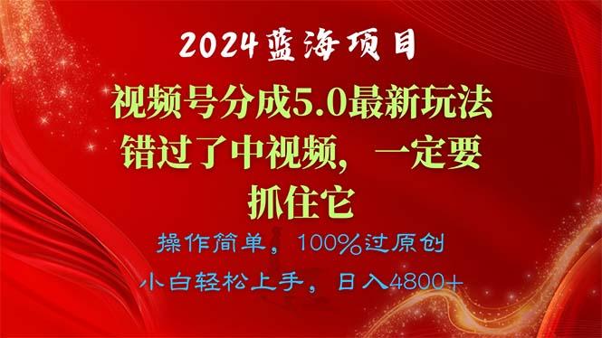 2024蓝海项目，视频号分成计划5.0最新玩法，错过了中视频，一定要抓住…-七七项目网
