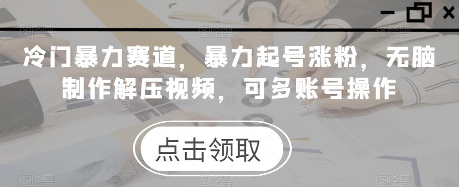 冷门暴力赛道，暴力起号涨粉，无脑制作解压视频，可多账号操作-七七项目网
