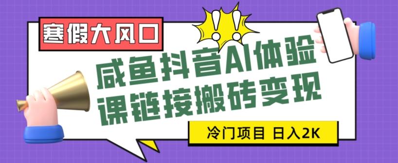 寒假大风口咸鱼抖音AI体验课链接搬砖变现，全网首发冷门项目，小白可日入2K+【揭秘】-七七项目网