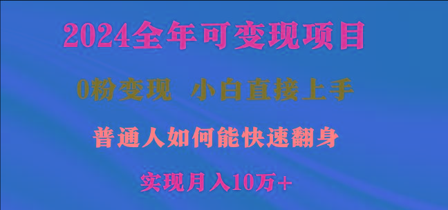 2024全年可变现项目，一天收益至少2000+，小白上手快，普通人就要利用互…-七七项目网