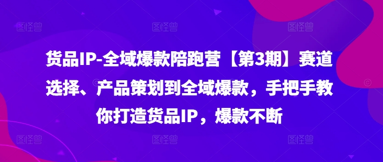 货品IP全域爆款陪跑营【第3期】赛道选择、产品策划到全域爆款，手把手教你打造货品IP，爆款不断-七七项目网