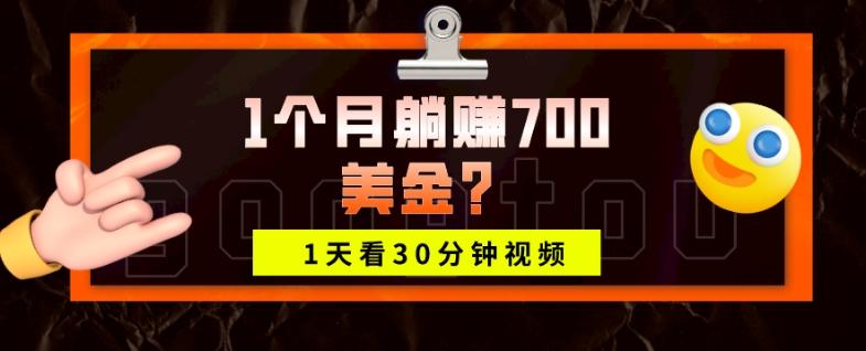 1天看30分钟视频，1个月躺赚700美金？-七七项目网