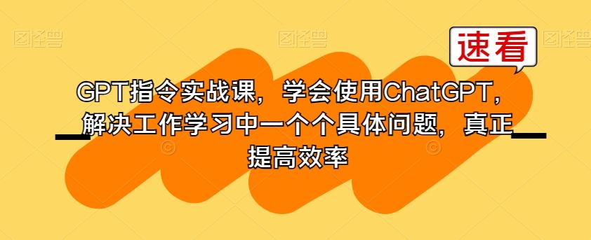 GPT指令实战课，学会使用ChatGPT，解决工作学习中一个个具体问题，真正提高效率-七七项目网