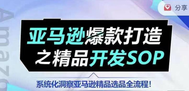 【训练营】亚马逊爆款打造之精品开发SOP，系统化洞察亚马逊精品选品全流程-七七项目网