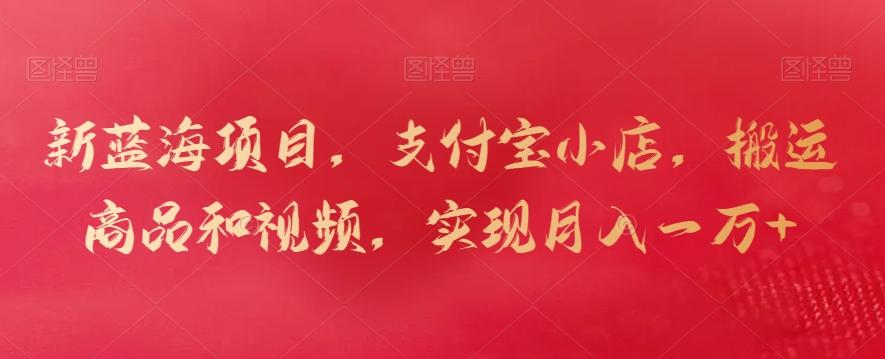 新蓝海项目，支付宝小店，搬运商品和视频，实现月入一万+【揭秘】-七七项目网
