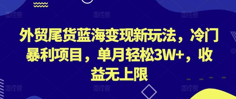 外贸尾货蓝海变现新玩法，冷门暴利项目，单月轻松3W+，收益无上限【揭秘】-七七项目网