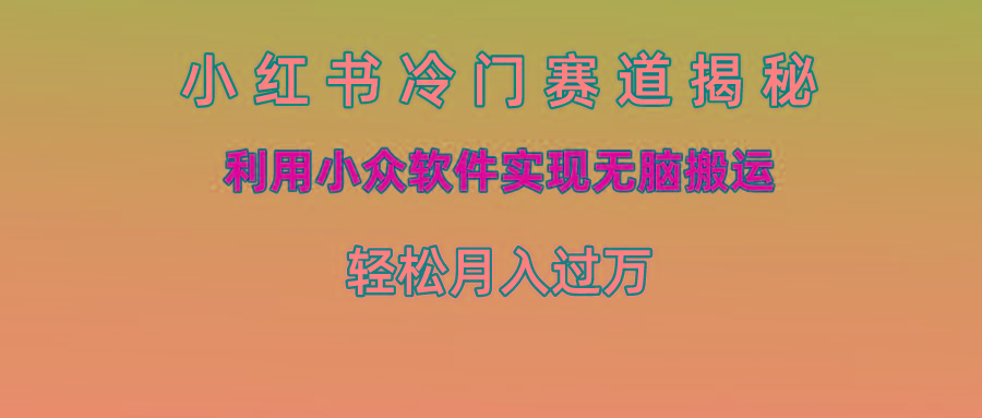 小红书冷门赛道揭秘,利用小众软件实现无脑搬运，轻松月入过万-七七项目网