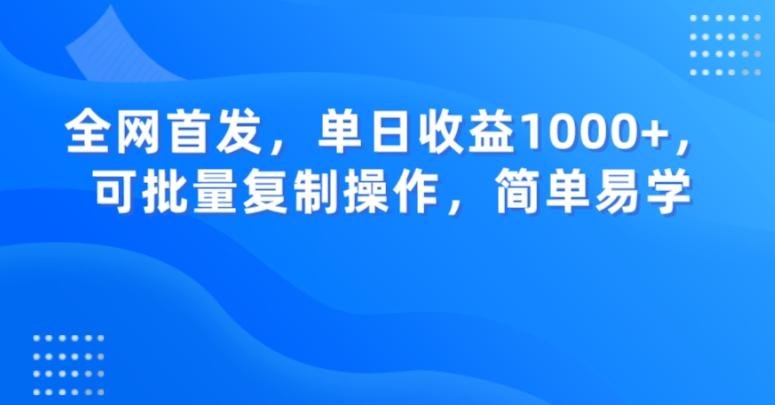 全网首发，单日收益1000+，可批量复制操作，简单易学【揭秘】-七七项目网