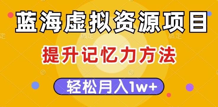 蓝海虚拟资源项目，提升记忆力方法，多种变现方式，轻松月入1w+【揭秘】-七七项目网