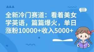 全新冷门赛道：看着美女学英语，篇篇爆火，单日涨粉10000+收入5000+-七七项目网