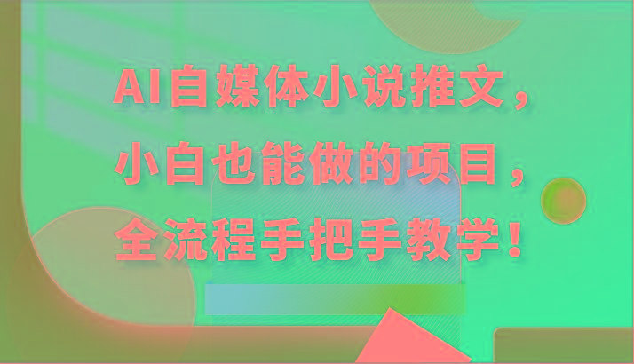 AI自媒体小说推文，小白也能做的项目，全流程手把手教学！-七七项目网