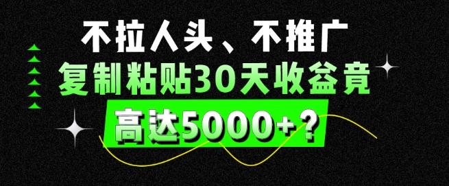 不拉人头、不推广，复制粘贴30天收益竟高达5000+？-七七项目网