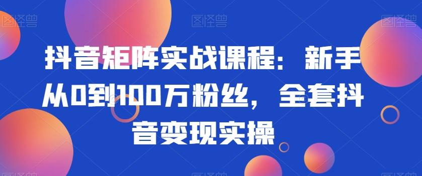 抖音矩阵实战课程：新手从0到100万粉丝，全套抖音变现实操-七七项目网