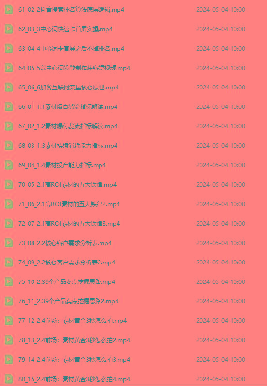 图片[4]-2024单品正价起号，直播素材投流选品：选品课+投流课+素材课+卡首屏/100节-七七项目网