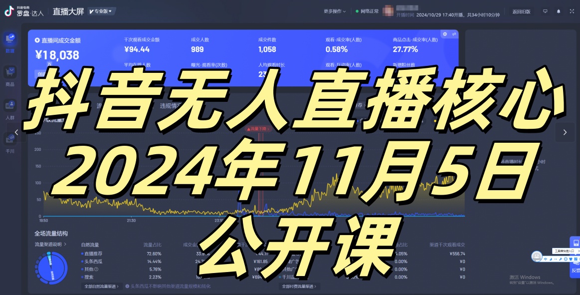 抖音无人直播核心公开课，咸鱼翻身小白可做带有睡后收入月入过万太简单【揭秘】-七七项目网
