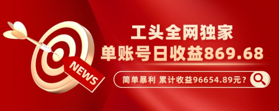 工头全网独家，这个玩法单账号日收益869.68，简单暴利，累计收益96654.89元？-七七项目网
